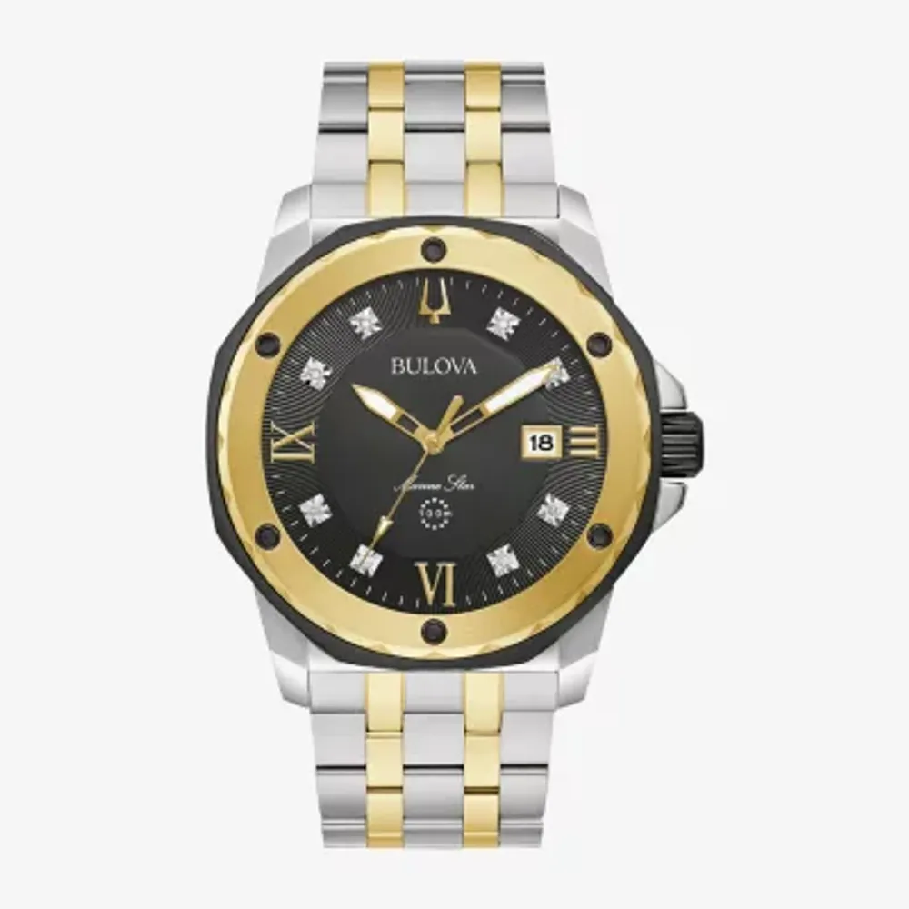 Men's diamond outlet accent watch