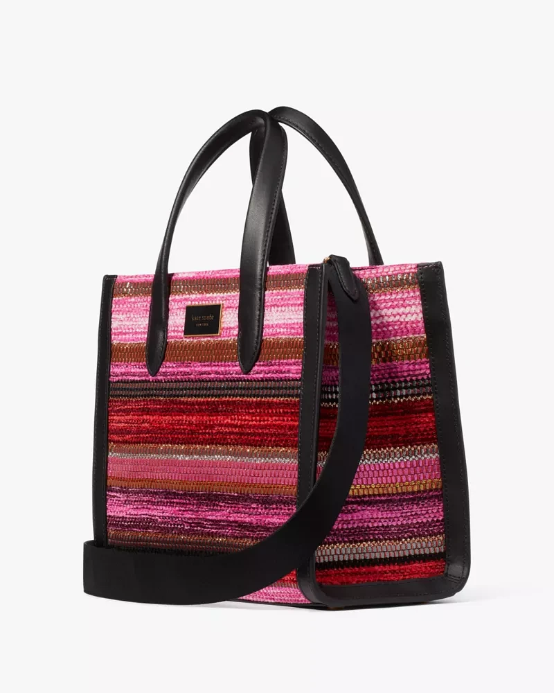 Store Kate Spade Pink Black Striped Ribbon Tote Bag