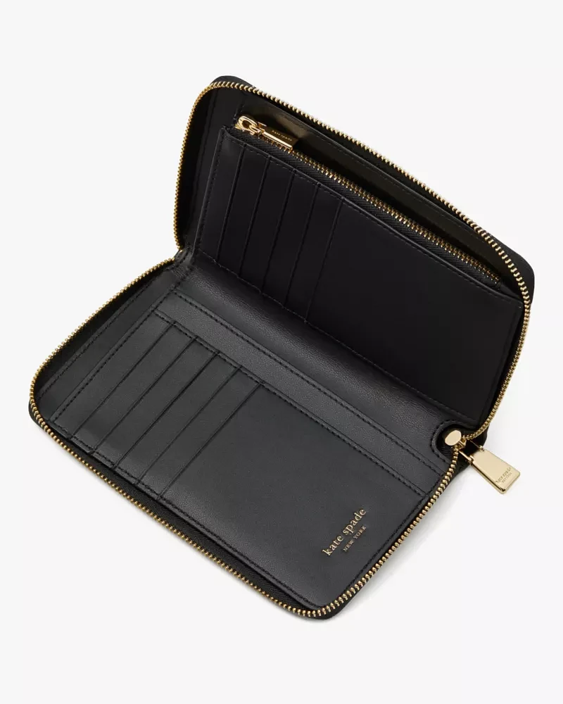 Kate spade black zip around wallet sale