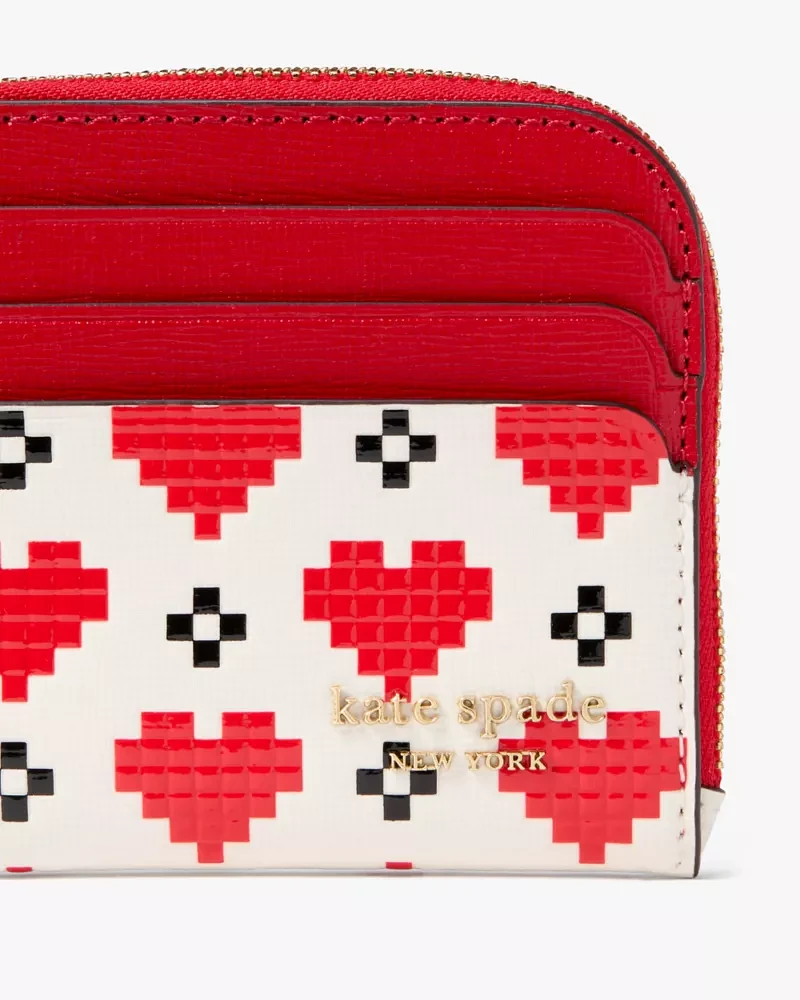 未入荷 Kate Spade Devin Pixel Hearts Coin Card Case Wristlet kate spade new york Devin Pixel Hearts Embossed Saffiano