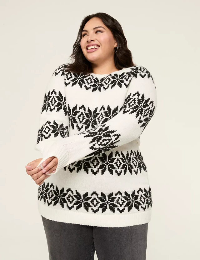 ニット・セーター HUECLOSET spin jacquard knit SE211 ユニセックス)ウェーブバイカラーニット | ファッション通販