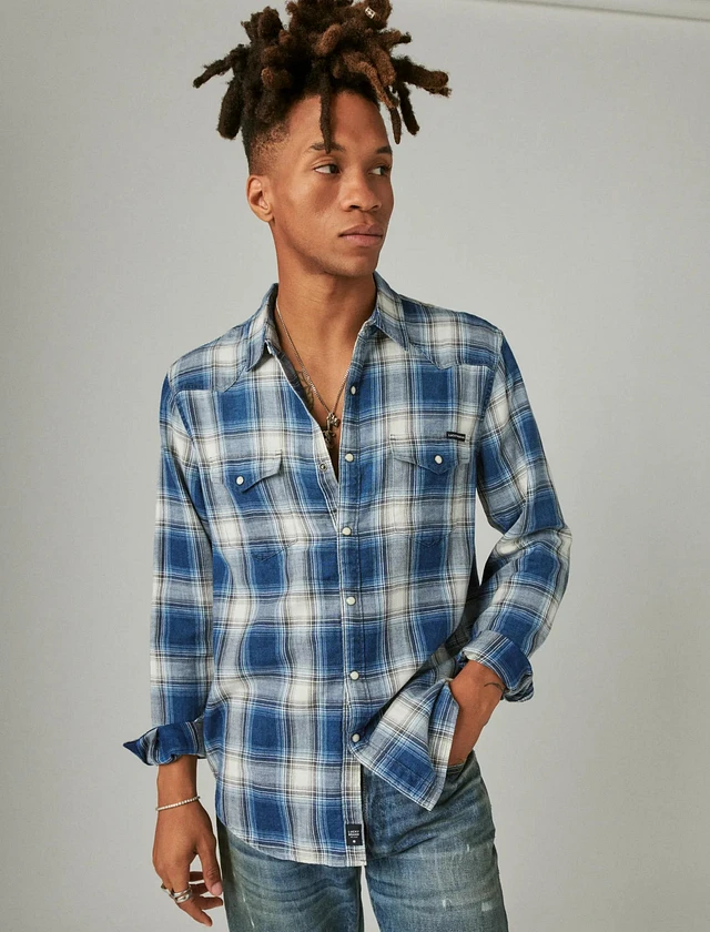 ☆F.ILLUMINATE☆ Western Check Shirt Blue MVR583B_BF01_SWFF_PRD_1024x102