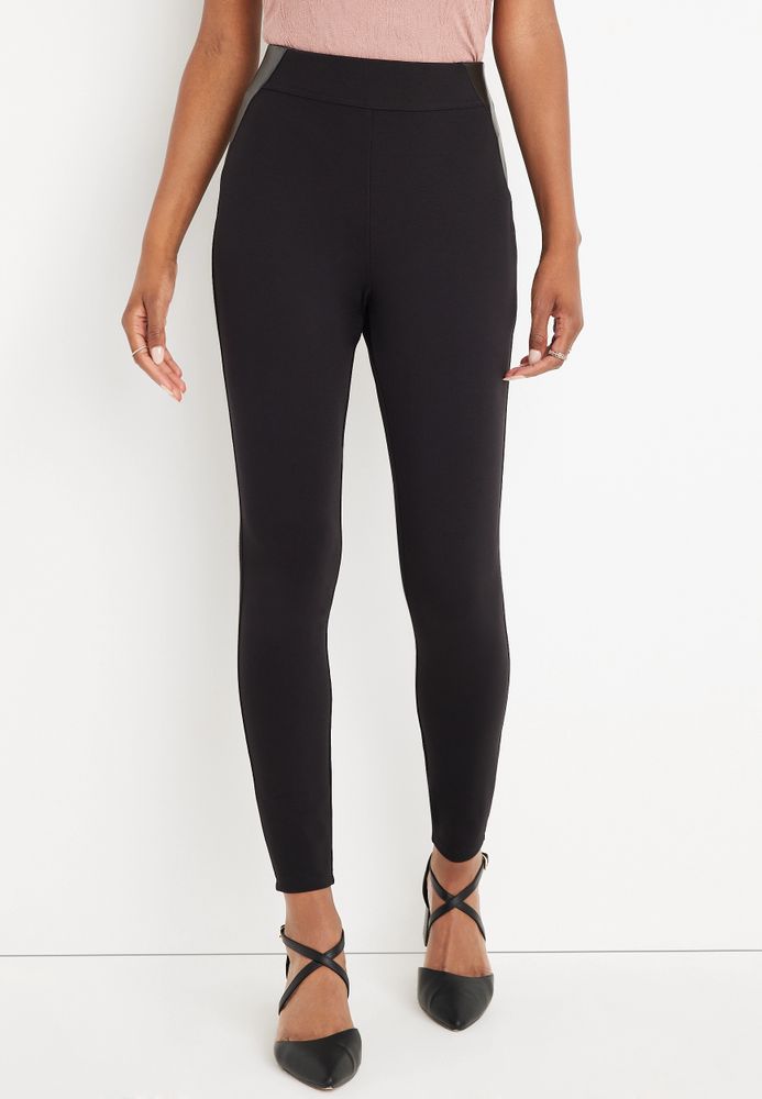 Maurices Ponte High Rise Skinny Faux Leather Side Pant | Mall of America®