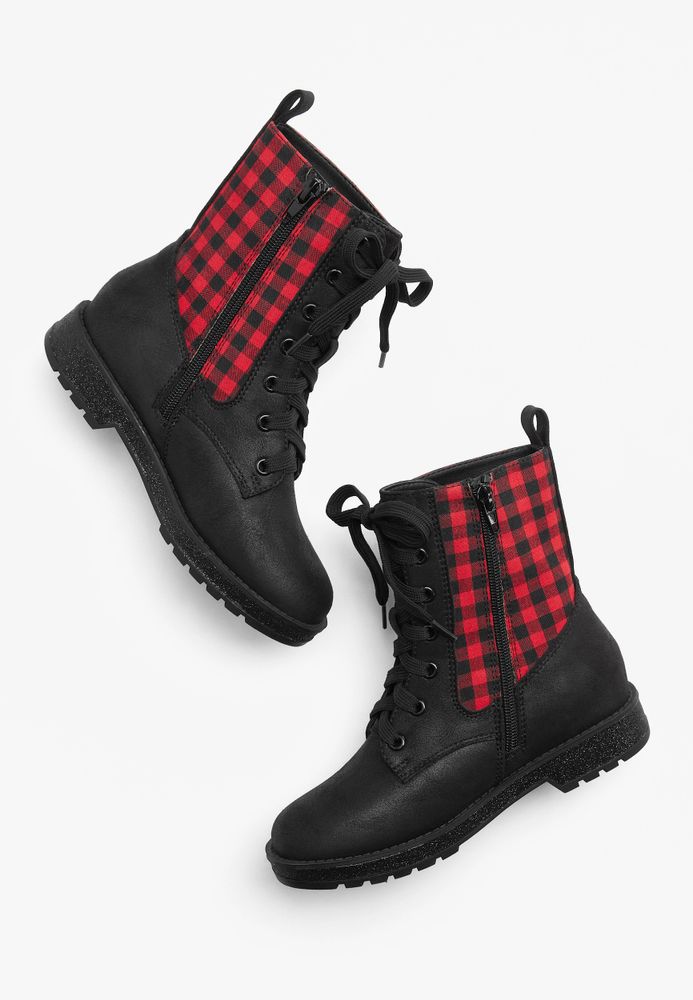 Black and red plaid clearance boots