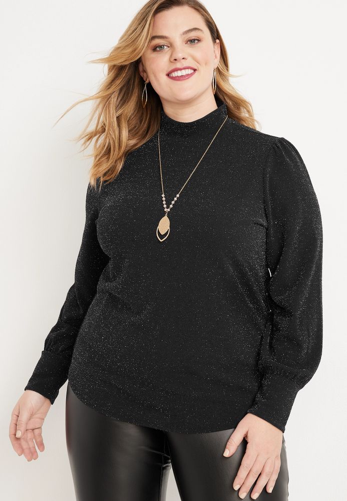Maurices Plus Sparkle Mock Neck Blouse | Mall of America®