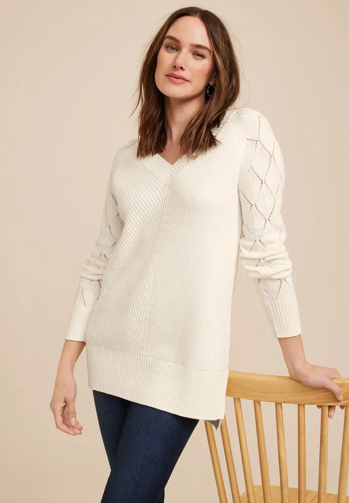 Maurices Pointelle Sleeve Tunic Sweater | Vancouver Mall