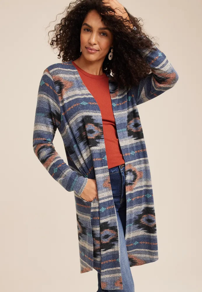 Printed shop duster cardigan