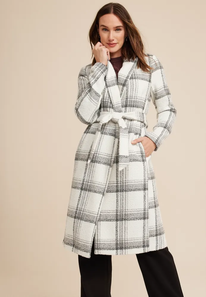 Womens plaid hotsell wrap coat