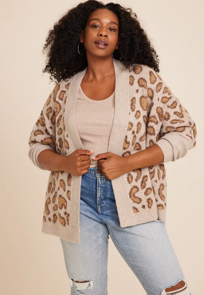 Large print outlet leopard sweater