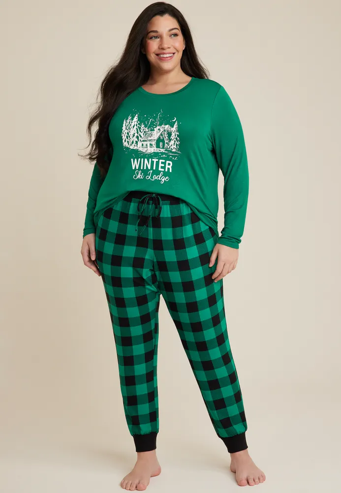 Plus size discount plaid christmas pajamas