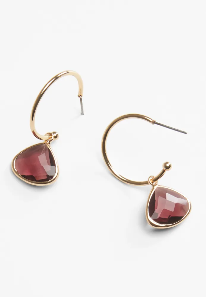 Maurices Burgundy Stone Huggie Hoop Earrings Vancouver Mall