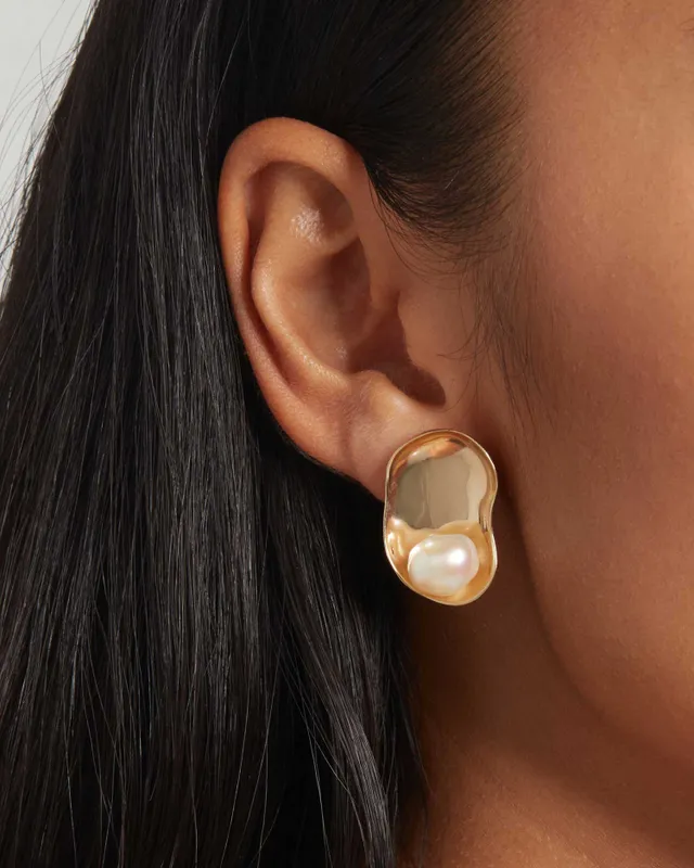 Baroque pearl sale earrings gold