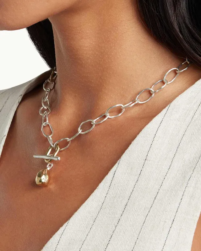 Astrid & Miyu Open Link Chain Necklace in Silver | King's Cross