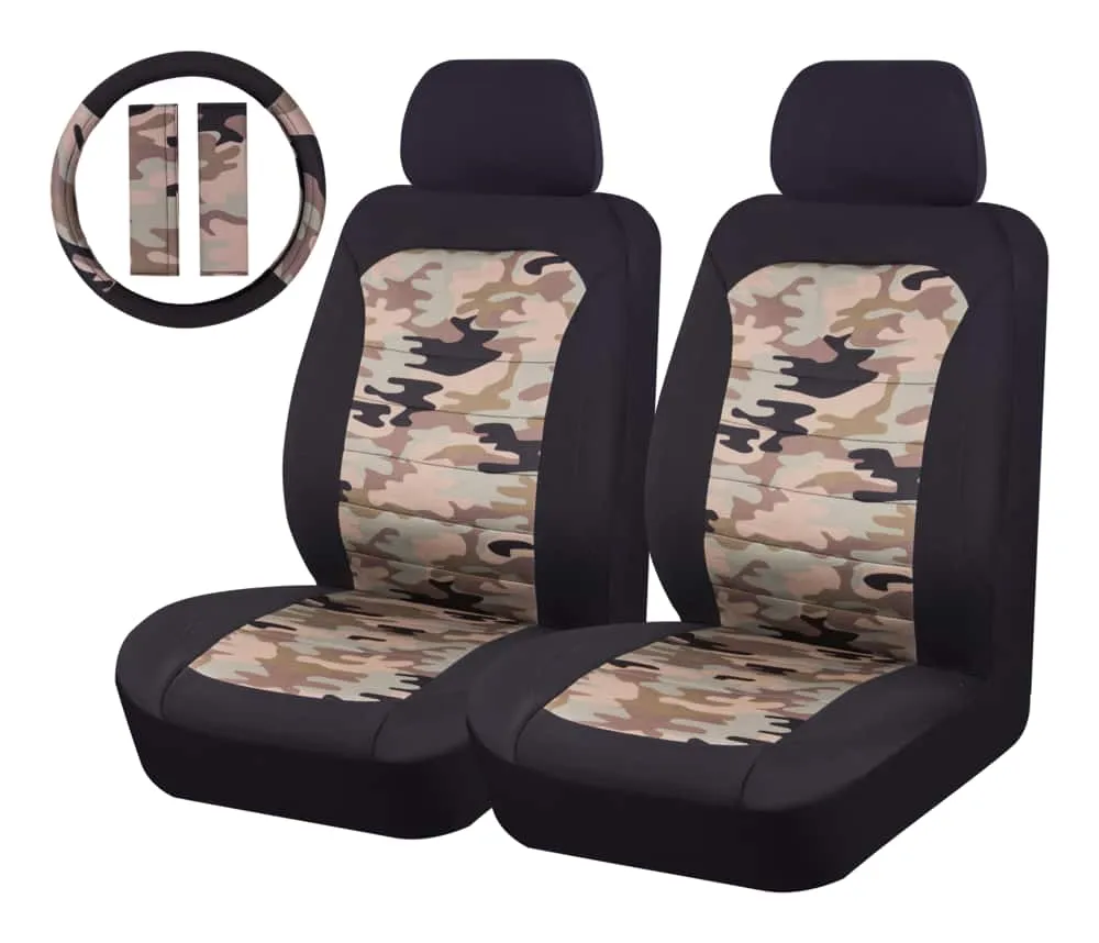 AutoTrends Camo Seat Cover Steering Wheel Set Hillside
