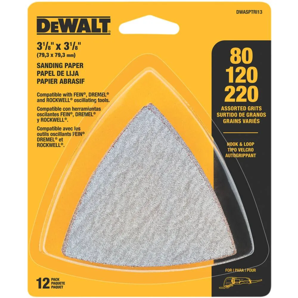 DEWALT Oscillating Hook Loop Triangle Sandpaper Assorted Grit