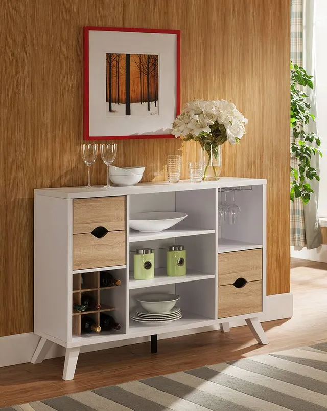 Brassex Sliding Door Dining Buffet Server Grey Hillside