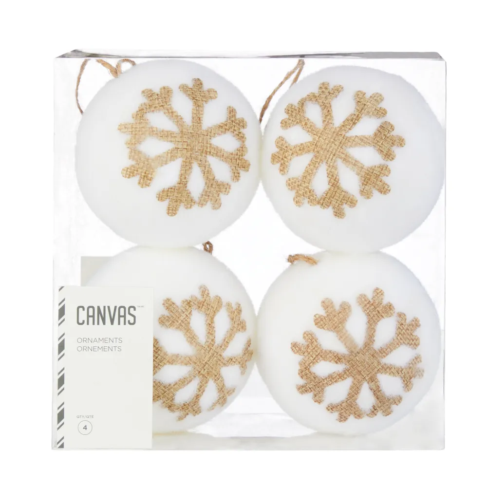 CANVAS White Collection Felt Snowflake Print Ball Christmas