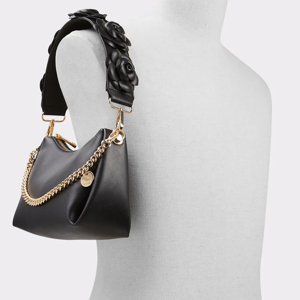 Aldo black purse with gold chain 2025