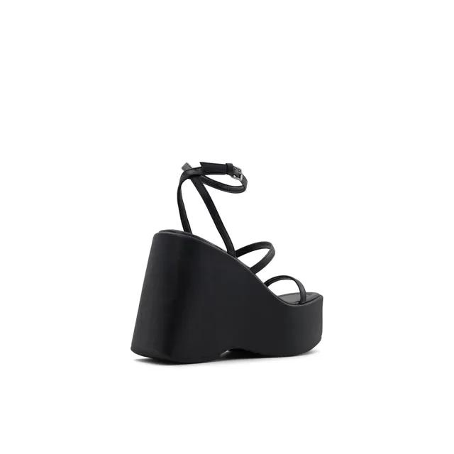 Aldo black wedge sandals store