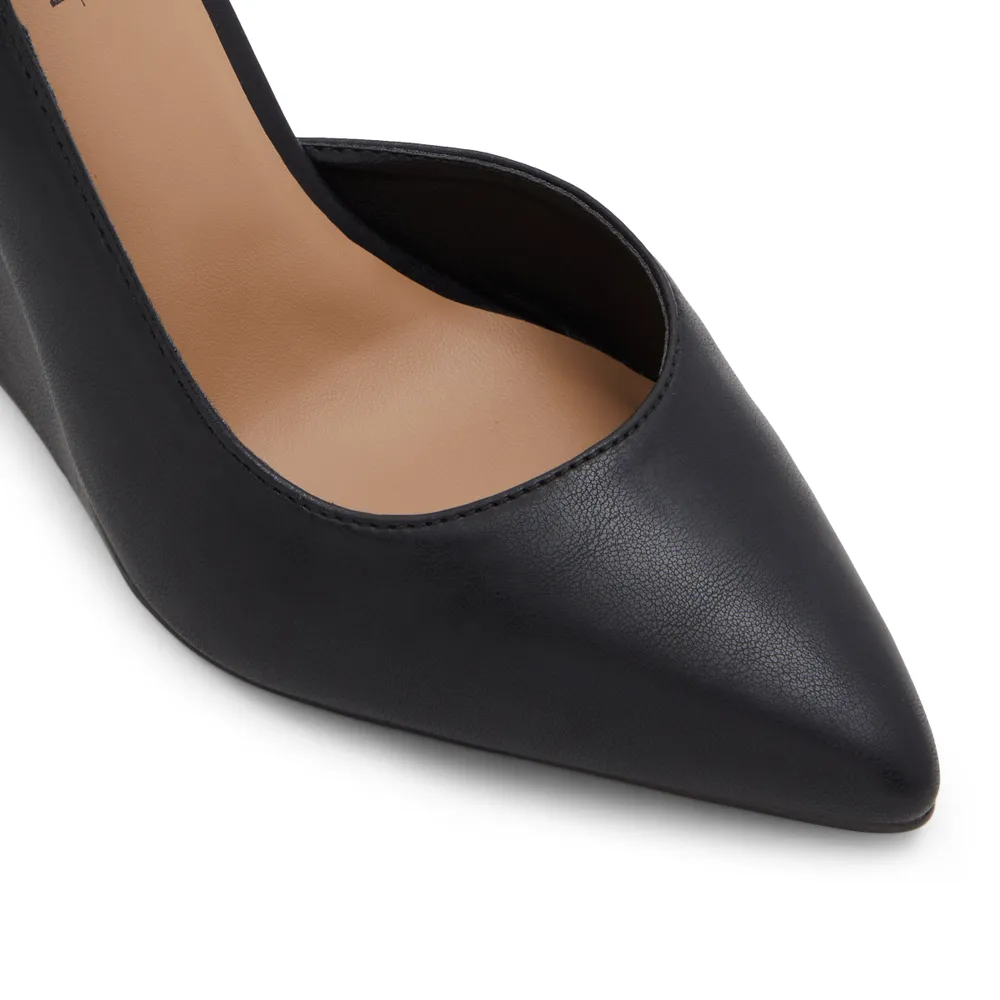Black wedge heel court shoes best sale