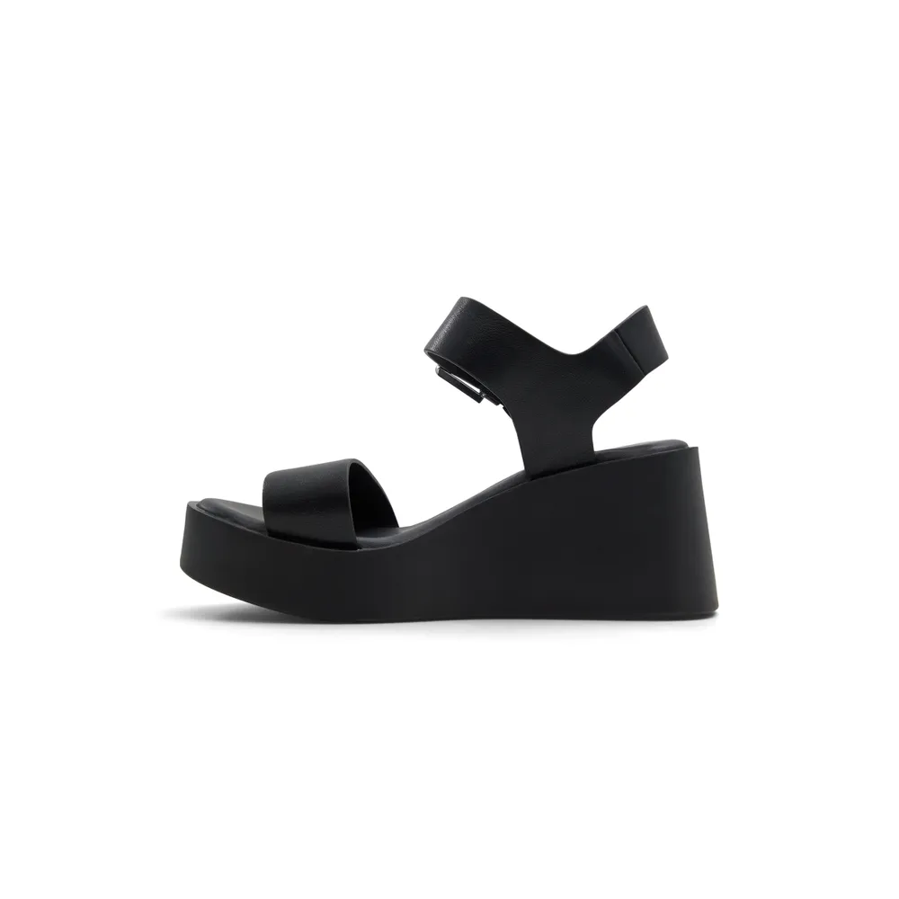 Black mid heel wedge sandals hotsell