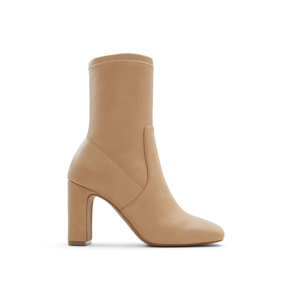 Brown chunky heel top booties