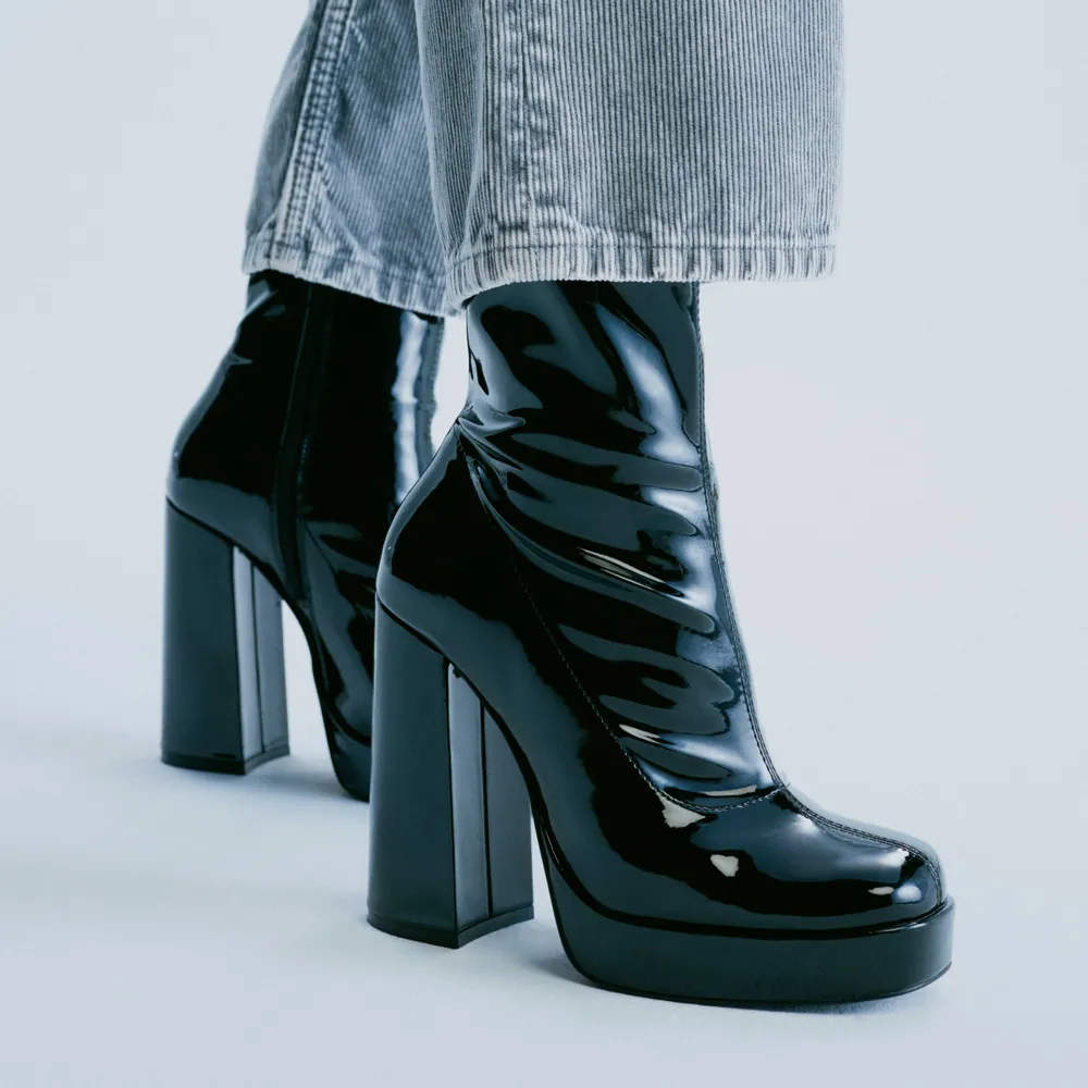 Patent leather on sale platform booties