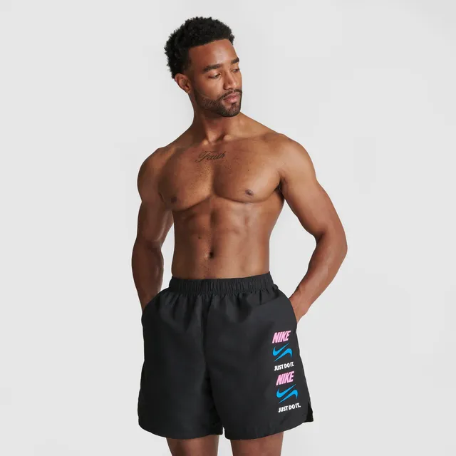 Nike swimming swoosh print clearance lap short in black