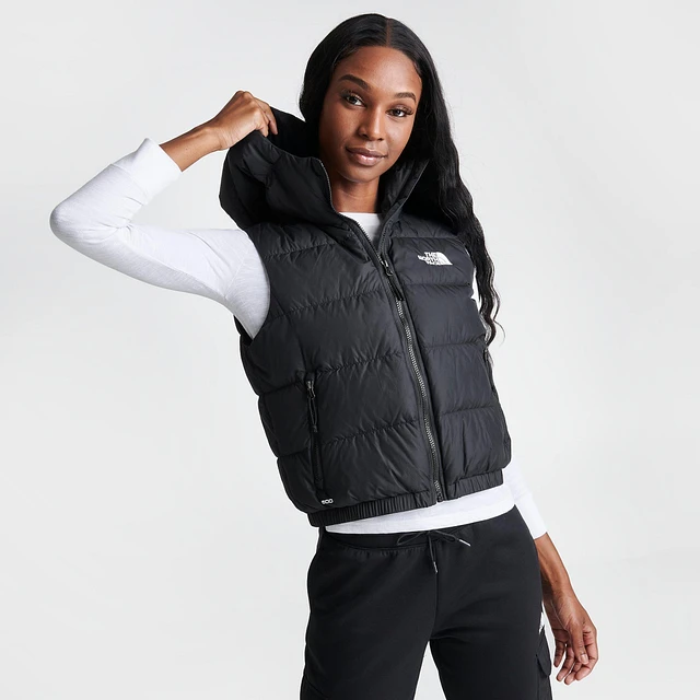 The North hot Face Women's Haxton Shiny Black Down Vest Size M ( SLIM FIT) NWT