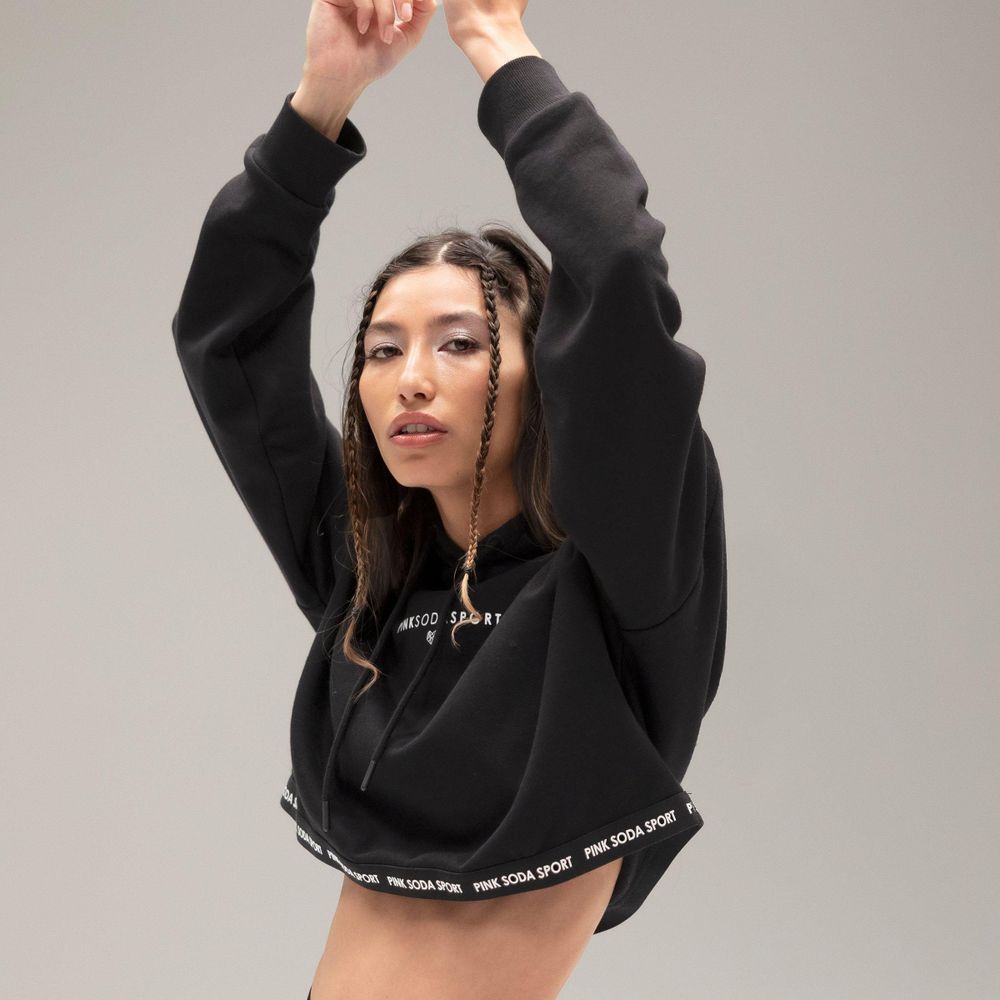 Large logo cropped online hoodie