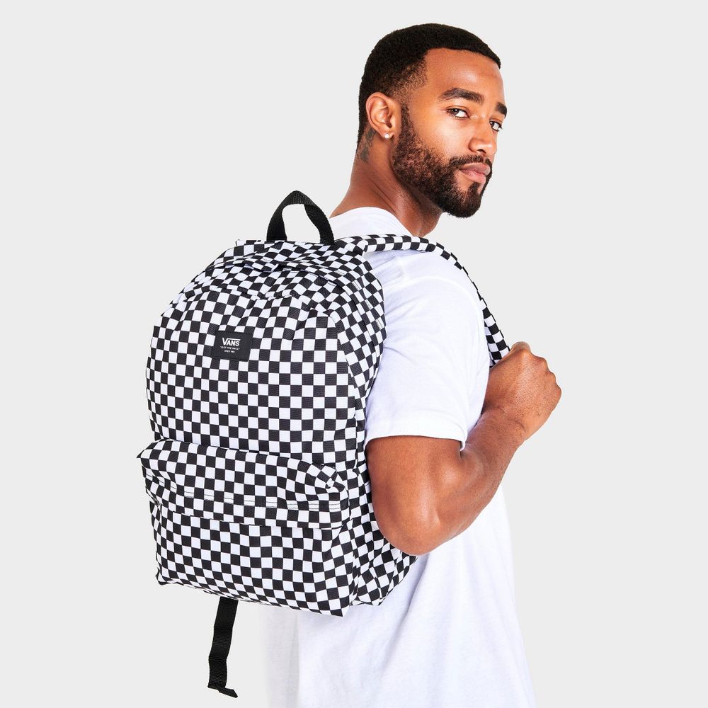 Vans black and sale white checkered backpack