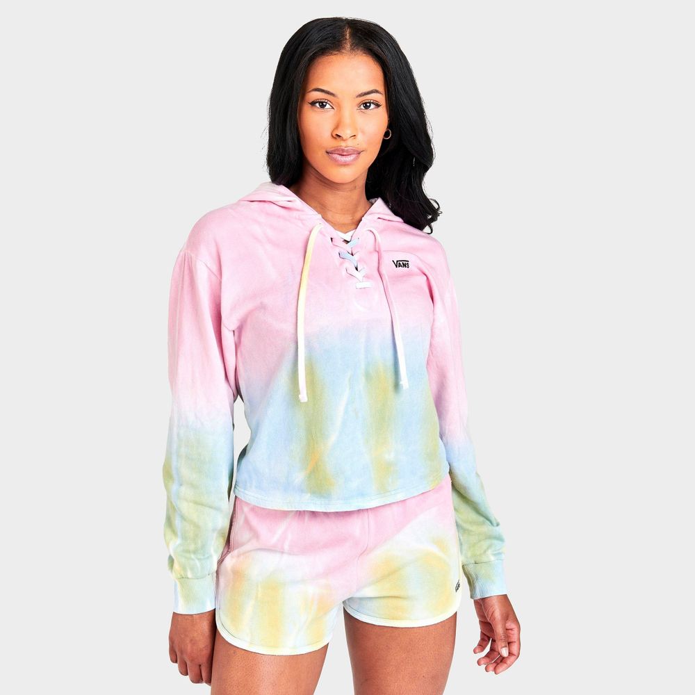 lace up hoodie pink