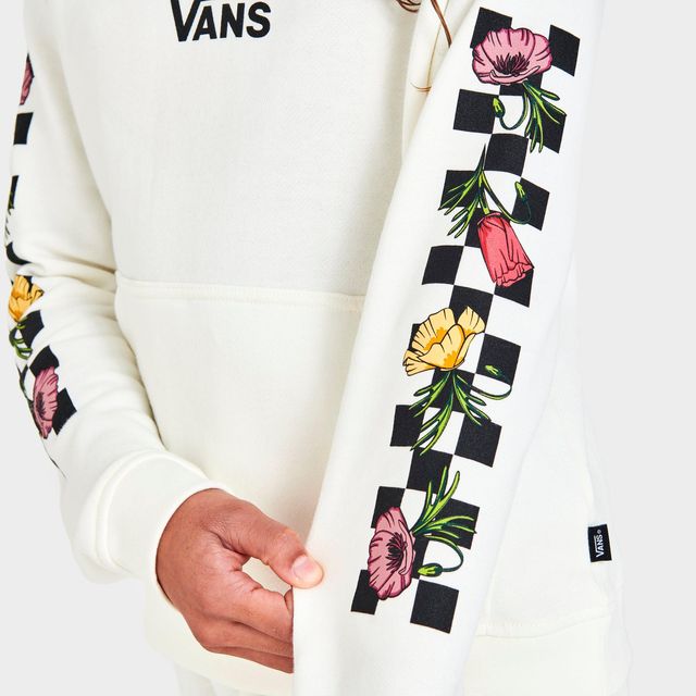 Vans white clearance hoodie with roses