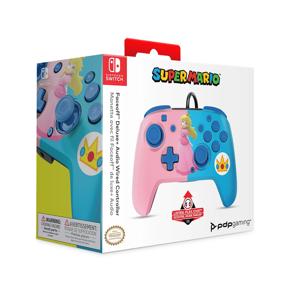 PDP Faceoff Deluxe Plus Audio Wired Controller Princess Peach 