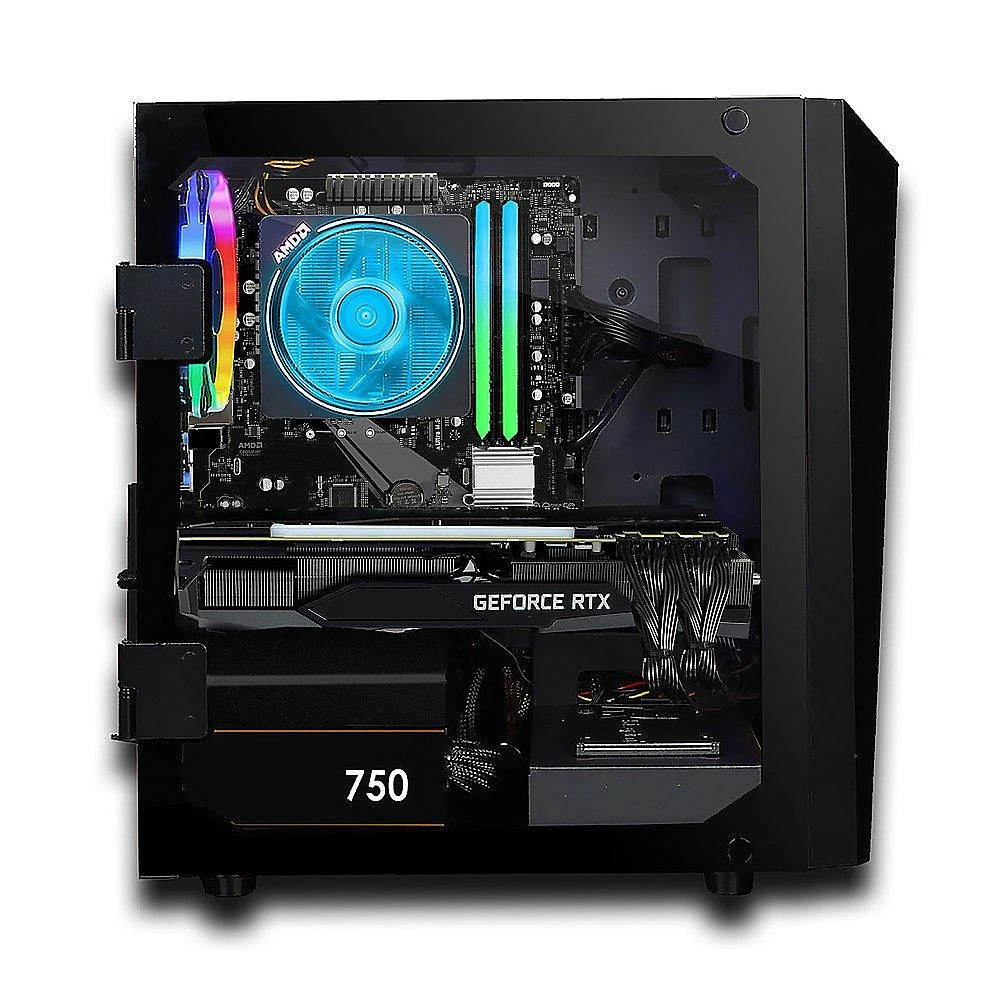 CLX AMD Ryzen 5 3600 Gaming Desktop PC16GB DDR4 3200MHz 3060 Ti 8GB 240GB  SSD 2TB HDD WiFi MicroATX - Black | The Market Place