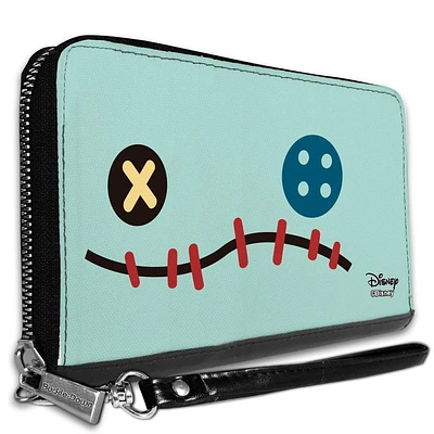 Disney Wallet, Hinged, Hawaii Surf Club Stitch Winking Pose Blocks Pinks Yellows Vegan Leather