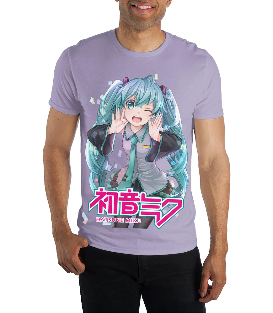 Bioworld Merchandising Hatsune Miku Anime Purple Graphic T-Shirt