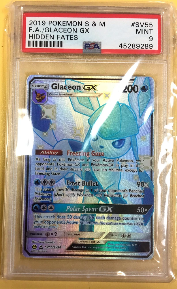 Pokemon outlet Hidden Fates Glaceon GX SV55 PSA 9 MINT