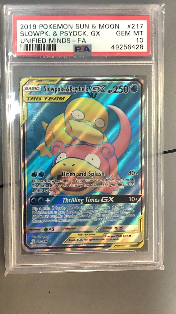 2019 Pokemon sale Unified Minds 35 Slowpoke & Psyduck GX - PSA 10 GEM MINT