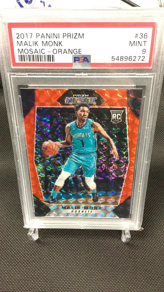 GameStop 2017 Panini Prizm Mosaic 36 Malik Monk Orange PSA 9