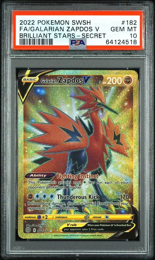 PSA 10 GEM MINT Galarian Articuno V 181/172 Secret Full Art 2022 Brilliant Stars newest