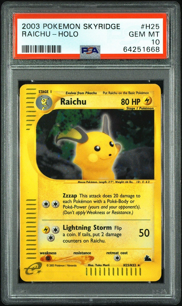 GameStop 2003 Pokemon Skyridge H25 Raichu PSA 10 | Connecticut
