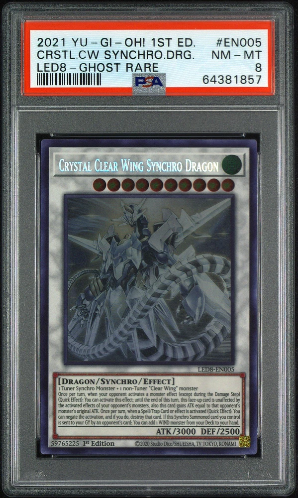 Yugioh Crystal Clear Wing Synchro Dragon deals (Ghost Rare) PSA 8