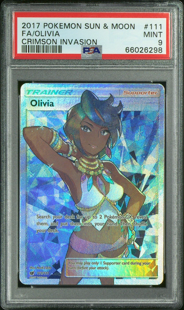 PSA 9 good 2017 POKEMON SUN & MOON FA/LUSAMINE CRIMSON INVASION