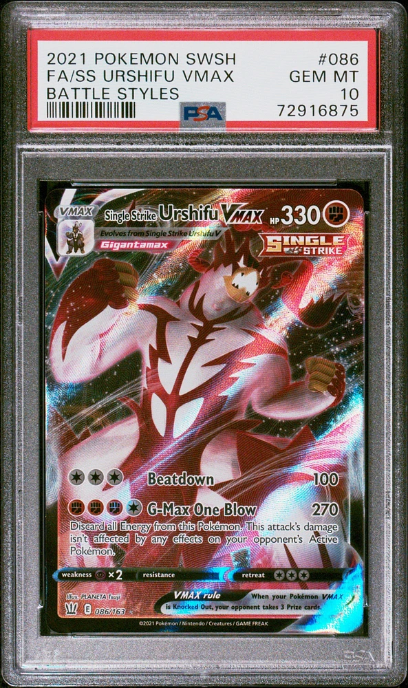 2021 Pokemon Battle Styles 153 Full Art/Rapid Strike outlets Urshifu V PSA 10