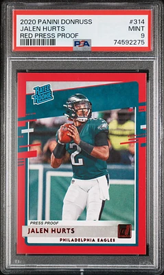 2020 Donruss shops Jalen Hurts PSA10 Yellow Press Proof Rated Rookie Eagles