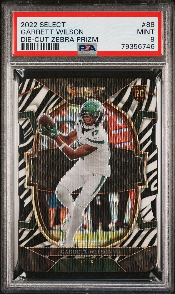 GameStop 2022 Panini Select 88 Garrett Wilson Die-cut Zebra Prizm