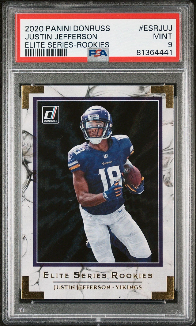 2020 Panini newest Chronicles Clearly Donruss Rated Rookies Justin Jefferson PSA 9