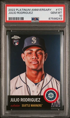 GameStop 2022 Topps Chrome Black 10 Julio Rodriguez PSA 10 GameStop 2022 Topps Chrome Black 10 Julio Rodriguez PSA 10