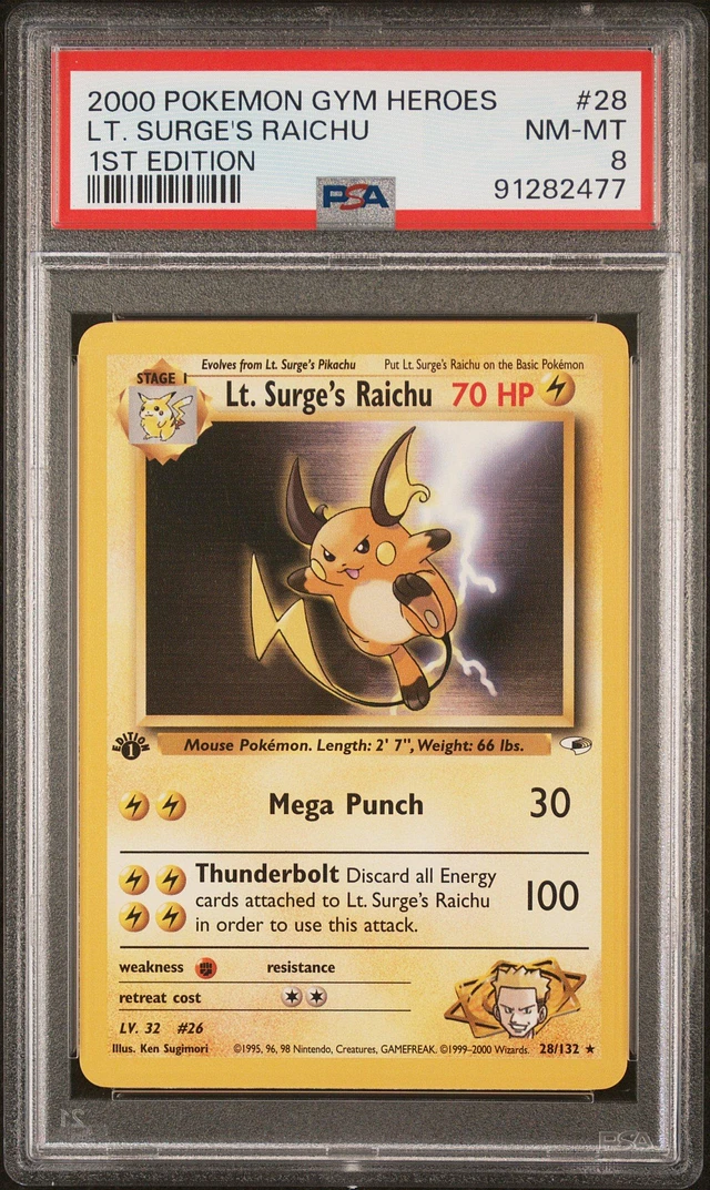 PSA 10 Lt. Surge’s Raichu top 1st edition